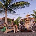 Popular Photo Check In Spot With Palm Trees String Lights And Cozy Outdoor Seating Area