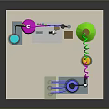 Colorful Laboratory Setup With Flasks Test Tubes Burette Condenser Stand And Workbench