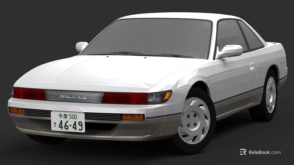 White Silvia S130 Classic Car Vintage Exterior Design Front View Details 3d model 
