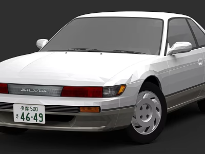 White Silvia S130 Classic Car Vintage Exterior Design Front View Details 3d model