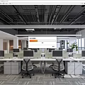 Modern Open Plan Public Office Space With Workstations And Ergonomic Chairs