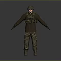 Man in Military Uniform Wearing Helmet Tactical Vest Camouflage Pants Sunglasses Arms Outstretched