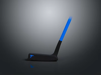 Black Golf Putter With Blue Shaft And Brand Logo Design 3d model