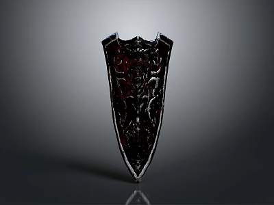 Ornate Metal Shield With Intricate Carved Patterns And Vintage Design 3d model