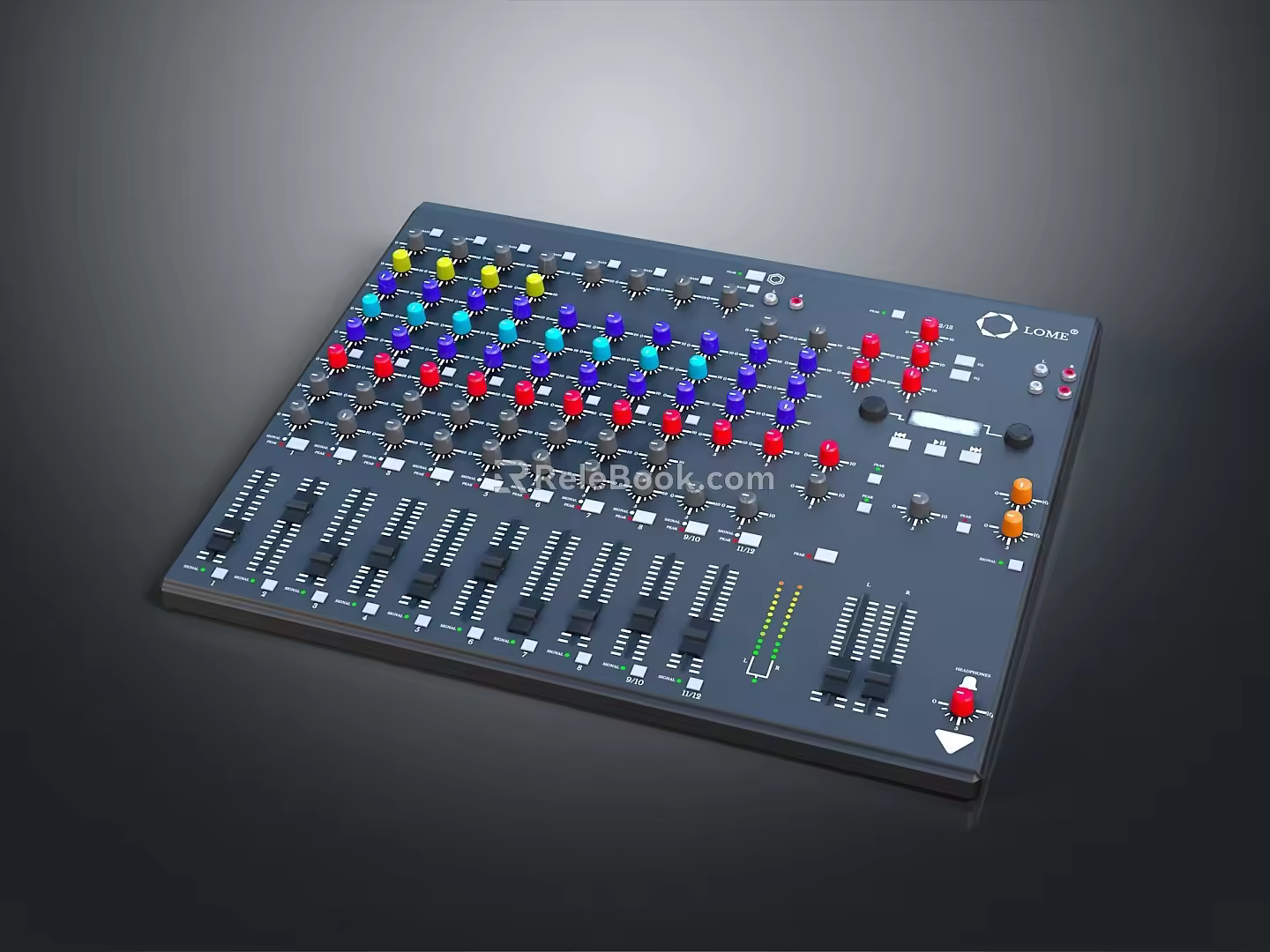 portable synthesizer mixer reverberator tuner mixer mixing equipment 3d model