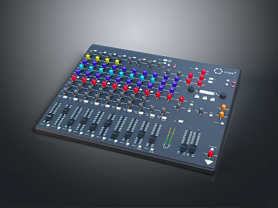Professional Audio Mixing Console With Colorful Knobs Multiple Faders And Control Buttons For Daily Use 3d model