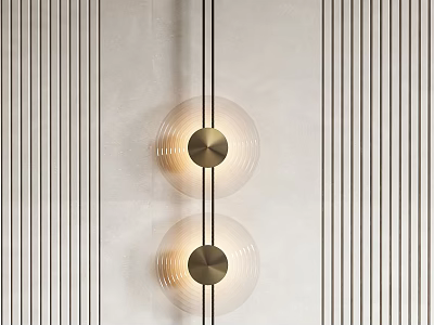 Modern Glass Globe Wall Lamp With Metal Base And Vertical Striped Background 3d model