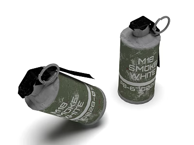 Two M18 White Smoke Grenades Featuring Green Exterior And Pull Rings 3d model