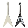 Black And White V Shaped Electric Guitars Musical Instruments With Stand Design