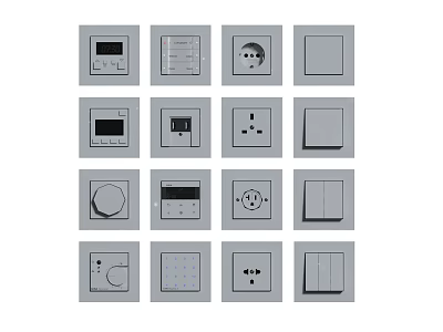 Various Modern Switch Panels Featuring Different Designs and Functional Interfaces 3d model