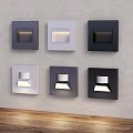 Modern Square Wall Lamps in Black White Gray Mounted on Light Wall with Wooden Floor