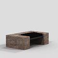 Modern Stone Bench Featuring Black Bristles and Stone Side Panels 3d model