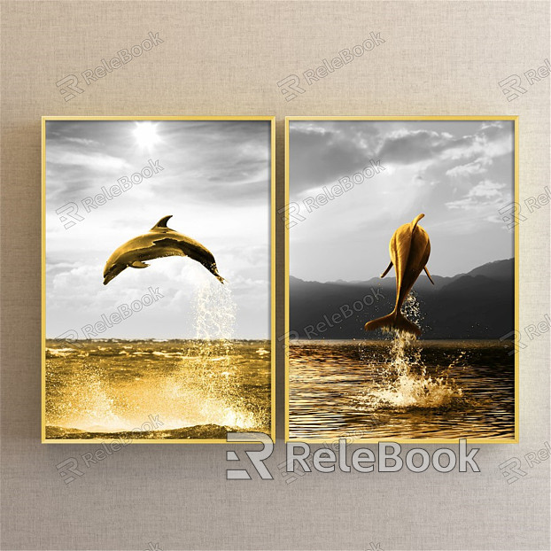 Modern animal painting gold and silver porch animal fish decorative painting model