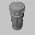 Industrial Gray Cylindrical Metal Storage Container with Straps Handles and Ribbed Surface 3d model