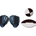 Sports Equipment Including Blue Baseball Gloves White And Brown Football And Baseball