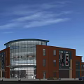 Modern Commercial Street With Glass Facades Roof Design And Shop Fronts