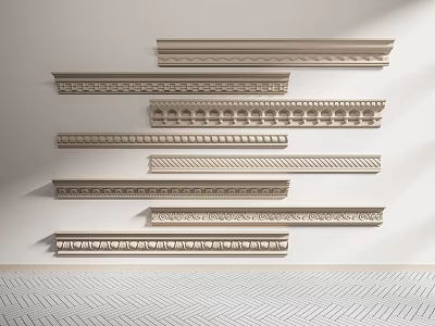 Various Styles of Gypsum Crown Molding with Ornate and Simple Patterns for Interior Decoration 3d model