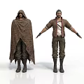 Two Men In Different Outfits Hooded Cloak And Leather Jacket