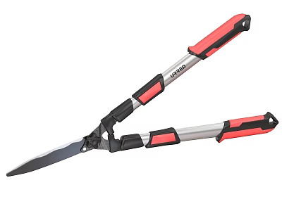 Durable Garden Shears With Red Black Handles And Stainless Steel Blade For Pruning 3d model