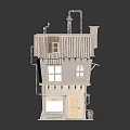 Two Story Wooden House Model With Sloped Roof Porch Windows And Chimney