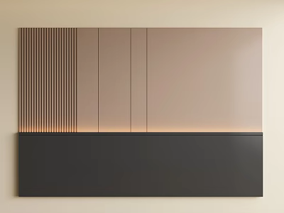 Modern Bedroom Accent Wall Design With Vertical Slats Smooth Panels And LED Lighting 3d model