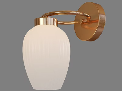 Modern Wall Lamp With Brass Frame And White Ribbed Glass Shade 3d model