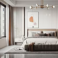 Modern Bedroom Interior Design With Gray Bedding Bedside Lamp White Walls And Black Glass Wardrobe