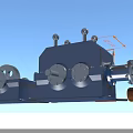 Industrial Equipment Blue Gear Mechanical Structure With Metal Housing Components
