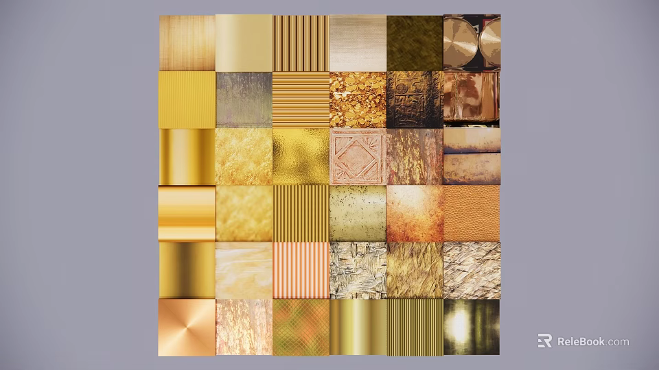 Assorted Gold Copper Metal Wall Hangings With Square Round Textured Patterns 3d model