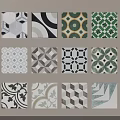 Various Floor Tiles Featuring Geometric Floral And Classic Patterns In Diverse Styles 3d model