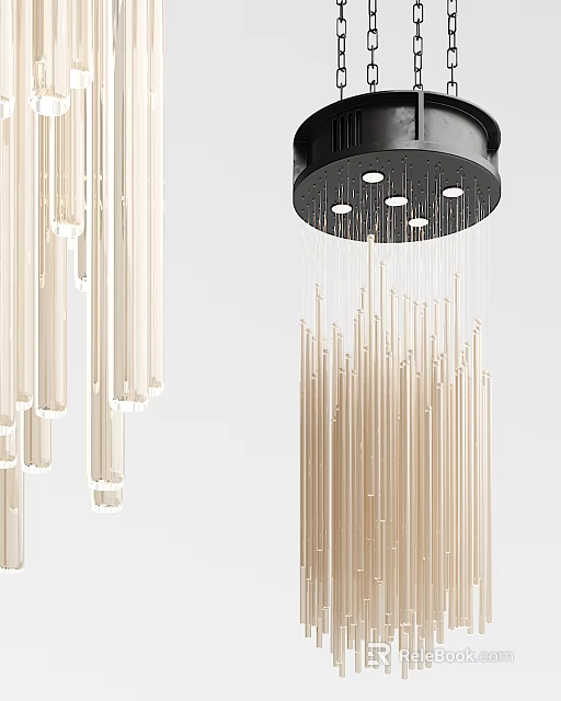 Modern Slim Tube Chandelier With Hanging Light Fixture And Decorative Design 3d model 