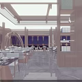 Traditional Oriental Restaurant Interior With Wooden Ceiling Open Buffet Counter And Decorative Backdrop