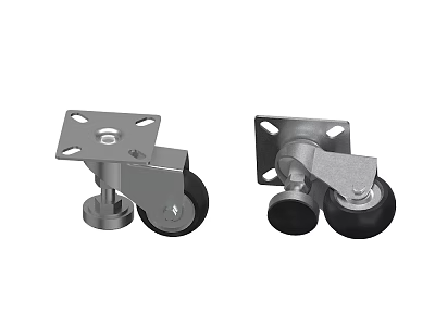 Durable Metal Swivel Casters With Black Wheels And Square Brackets 3d model