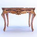 Classic Carved Wooden Side Table With Marble Top And Ornate Leg Design