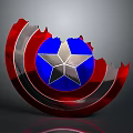 Broken Shield Weapon Featuring Red Silver Blue and Silver Star in Center