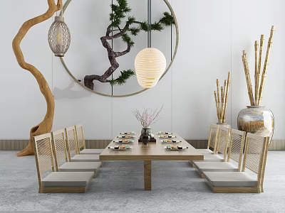 Japanese Dining Table and Chair Combination Tatami 3d model