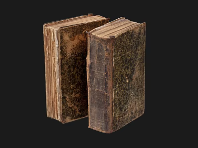 Two Old Vintage Books With Worn Leather Covers And Aged Pages 3d model
