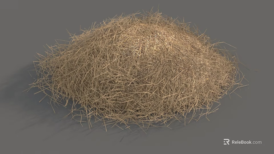 Dried Flowers And Grass Pile With Natural Fibrous Texture And Organic Look 3d model 