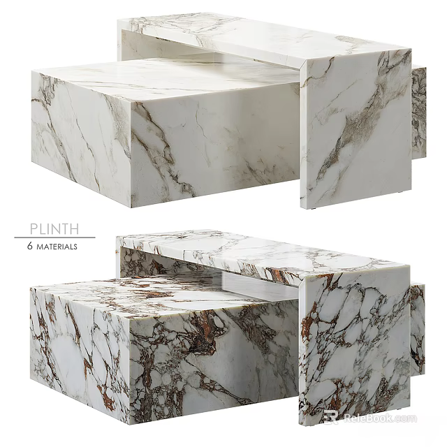 Elegant Modern Coffee Table With Stepped Marble Plinth And Layered Design 3d model 