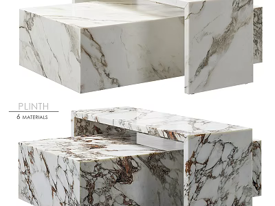 Elegant Modern Coffee Table With Stepped Marble Plinth And Layered Design 3d model