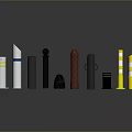 Assorted Colored Cylindrical Objects Including Striped And Solid Designs On