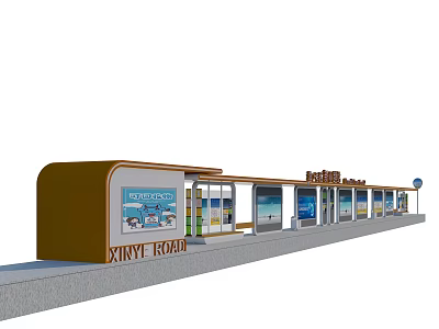 Modern Xinyi Road Bus Stop Design With Glass Doors And Billboards 3d model