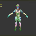 Futuristic Mechanical Character In White Blue Armor With Detailed Design Standing