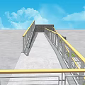 Municipal Road Design With Sloped Ramp Railings Grass Strips And Sidewalk