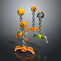 Colorful Mechanical Toy Structure With Orange Gray Chains And Smiling Parts