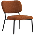 Leisure Chair With White Fluffy Fabric And Black Metal Legs Available In Brown And Black