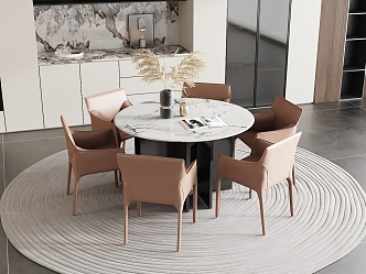 Modern Dining Table and Chair Combination 3d model