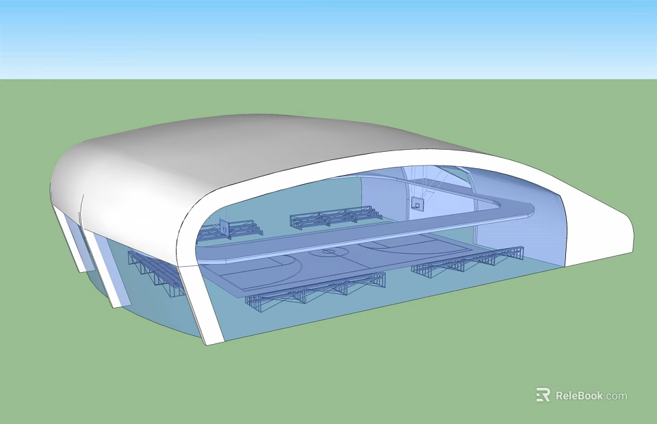 Indoor Sports Stadium Interior With Basketball Court And Seating For Fitness Training 3d model 