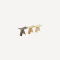 Modern Design Stools With Curved Seat And Cross Legs Dark Brown Front Light Beige Back