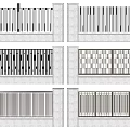 Various Modern Feature Wall Designs With Striped Lattice And Hollow Patterns 3d model